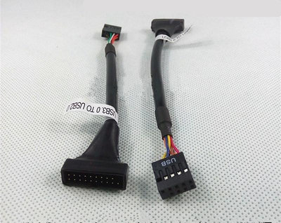 台灣現貨  機箱前置USB3.0轉USB2.0轉接線 面板19/20針母轉主板9針(轉出來的速度是2.0的 非3.0)