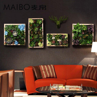 熱銷 現代仿真多肉綠植框組合壁掛壁飾客廳餐廳樣板房軟裝創意假花相框現貨 可開票發