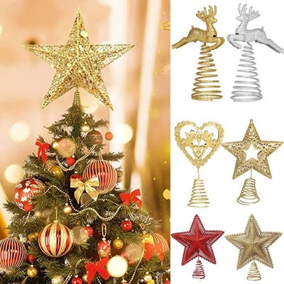 聖誕家居裝飾產品/聖誕樹頂上的星星吊墜/金銀閃光聖誕樹頂春愛麋鹿飾品-麥德好服裝包包