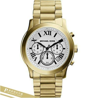 雅格時尚精品代購Michael Kors 新款時尚金色不鏽鋼羅馬數字三眼計時錶 MK5916 美國正品