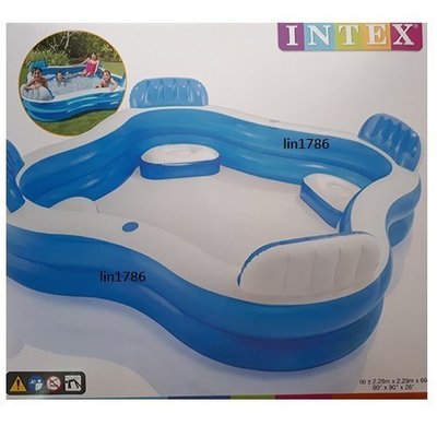 INTEX56475 原廠4坐位靠背充氣游泳池 遊戲池 充氣游泳圈 送修補貼含運遊戲水池