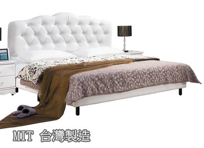 【生活家傢俱】SY-162-1A：戴安娜白色5尺皮革雙人床【台中家具】床頭片+皮床底 法式宮廷風 歐式 台灣製造
