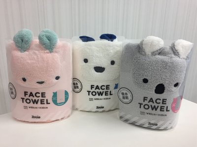 現貨 日本 Carari Zooie face towel 纖維 毛巾 吸水速乾 動物造型毛巾 兔子/無尾熊/白熊