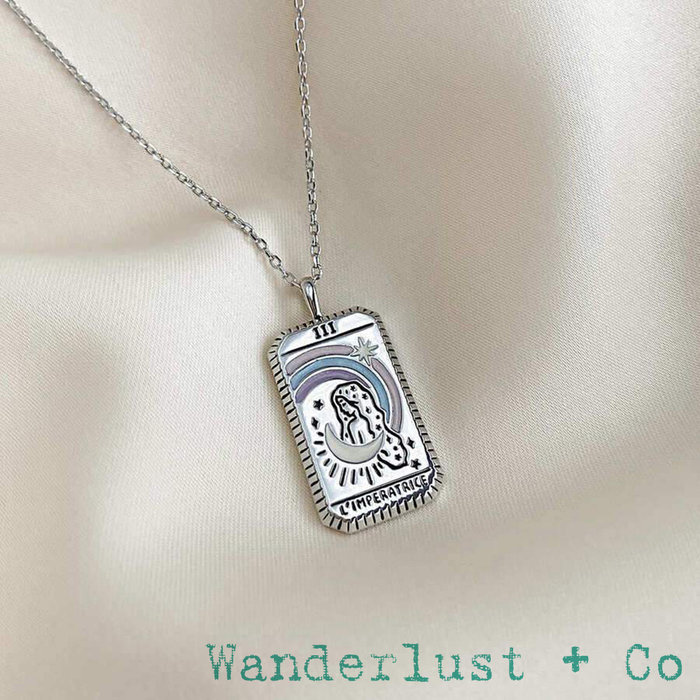 Wanderlust+co 澳洲品牌 銀色新月彩虹項鍊 長方形錢幣項鍊 L’Imperatrice 成長與活力