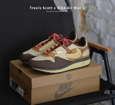 Travis Scott x MAX1 卡其 咖啡 倒鉤 舒適透氣慢跑鞋 男鞋do9392-200公司級