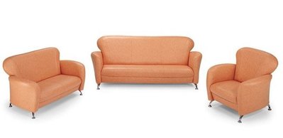 【生活家傢俱】JL-8 橘色皮沙發組1+2+3【台中家具】 單人+雙人+三人座沙發 乳膠皮 實木椅架 台灣製