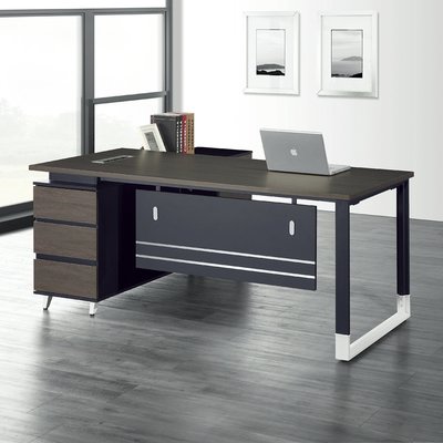 【在地人傢俱】22 幸福購-C304型黑色雙色6尺L型辦公桌/書桌~全組含側櫃 CS734-4