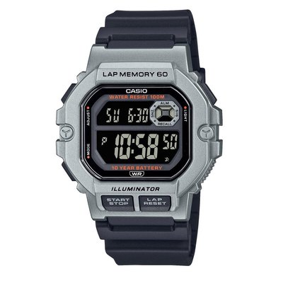 【金台鐘錶】CASIO卡西歐 10年電力 電子錶 (按鈕操作音開/關) LED (黑面) WS-1400H-1B