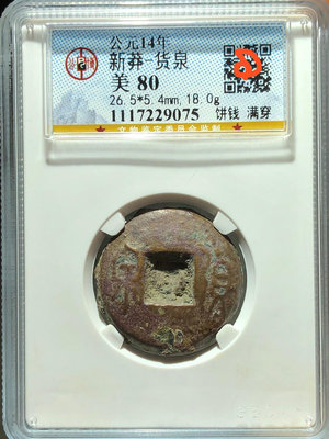 銅錢古錢幣錢幣收藏 公博新莽貨泉餅錢滿穿1604