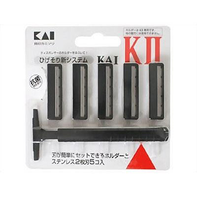 日本製貝印KAI 2刀刃刮鬍刀架 (可替換刀頭5入)