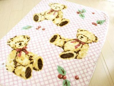 TOKYO東京西川 三隻小熊中童發熱毯(100X140)~粉紅
