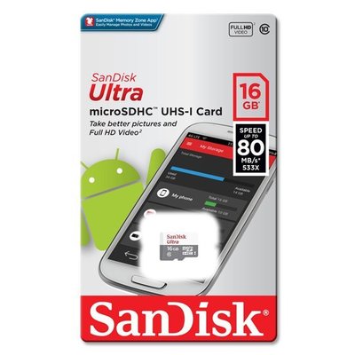 SANDISK 16GB ULTRA 小卡 microSDHC 手機記憶卡 保固公司貨 (SD-48M-NEW-16G)