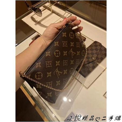 小悅精品ღ二手購LV LOUIS VUITTON PALLAS 手拿包 肩揹 斜揹 黑M41639 藍M44058 紅M41638