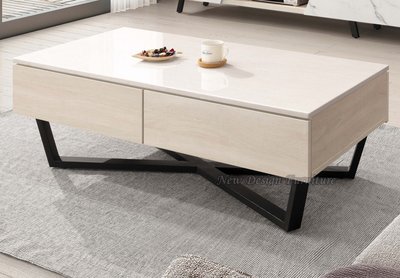 【N D Furniture】台南在地家具-MIT金屬方管黑砂腳木心板120cm人造石面大茶几YH