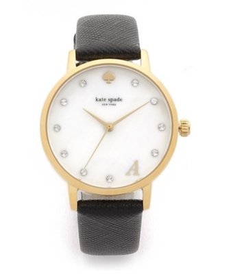 美國購入 Kate Spade New York 金框真皮水鑽字母B手錶 全新 現貨一只
