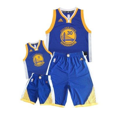 正品 Adidas NBA官網 勇士隊 褲子+球衣 一套 科瑞 Curry 30號 11號 兒童 L M S 籃球服