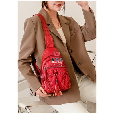 胸包斜背包女士 包包女 斜挎新款韓版潮時尚洋氣軟皮質感便攜大容量 胸包 大容量