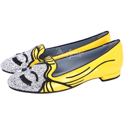 現貨熱銷-Chiara Ferragni Flash Girl 造型樂福鞋(銀x黃) 1620626-66