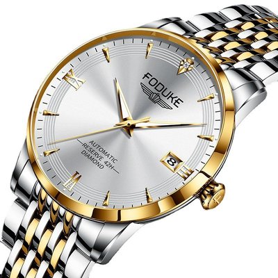 機械錶男錶全自動 瑞士品牌鏤空鋼帶鑲鉆夜光時尚簡約日歷男腕錶