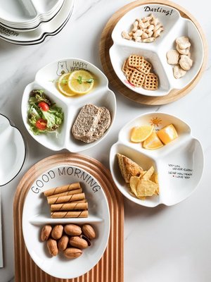 “正品”分格減脂定量分餐盤多格家用二格陶瓷餐具日式早餐碟子三格菜盤子