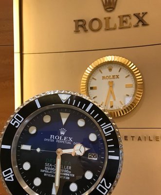 美學空間《勞力士ROLEX廣告展示鐘-美國經銷商店面懸掛專用-超靜音滑動式機芯夜光全不鏽鋼蠔式日期時鐘.掛鐘-水鬼系列》
