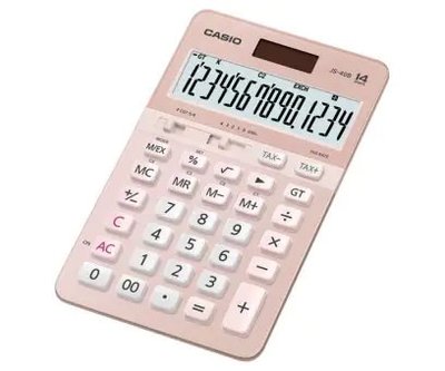 【威哥本舖】Casio台灣原廠公司貨 JS-40B-PK 實用桌上型14位元計算機 專業計算機 稅金計算 匯率計算