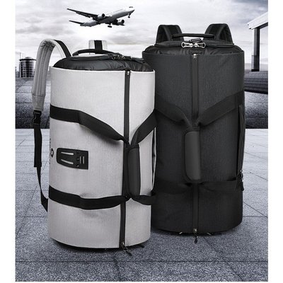 OZUKO   韓版健身包行李背包 西裝收納包 運動背包 大容量手提袋旅行包 淺灰色黑色防水運動包  乾濕分離包