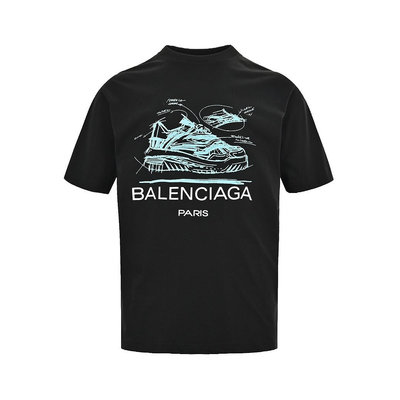 巴黎世家Balenciaga 素描鞋子印花短袖T恤 代購服務