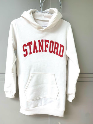 STANFORD史丹佛，印刷英文字母設計帽T，經典美式休閒學院風，白色刷毛帽t/衛衣，百搭實穿，中性版型，帽子硬挺，穿出自我風格，俐落剪裁，修飾身型！