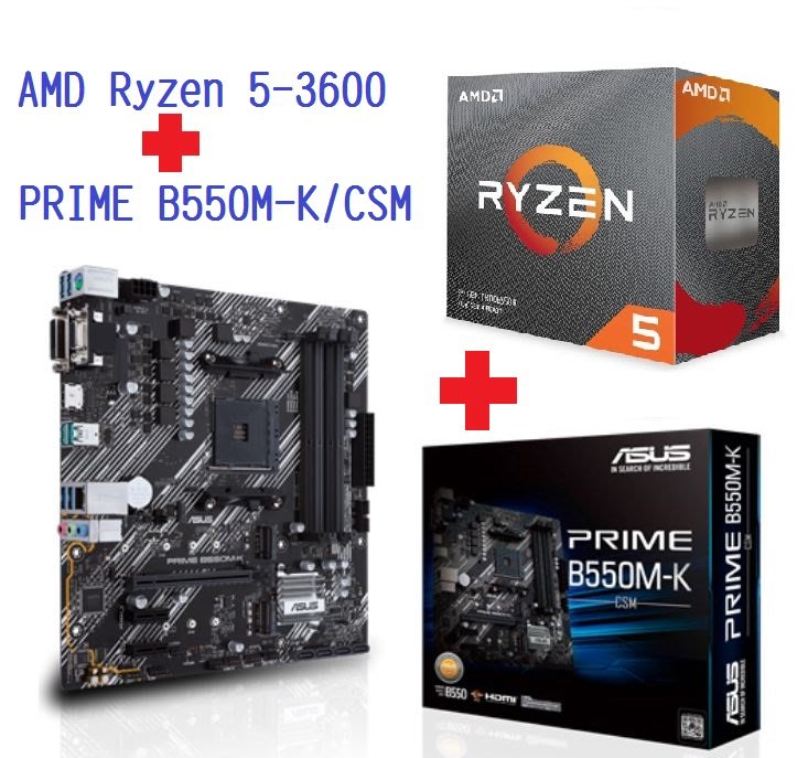 AMD Ryzen 5-3600 3.6GHz 六核心CPU + 華碩PRIME B550M-K