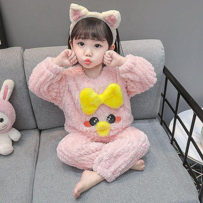專場:韓系兒童睡衣秋冬季加厚女童法蘭絨卡通可愛女孩寶寶珊瑚絨家居服