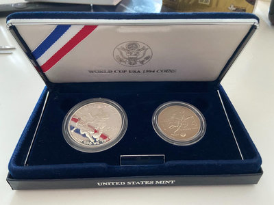 1994年美國世界杯主辦國發行紀念帶面值銀幣銅幣套！16702