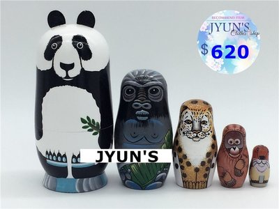 JYUN'S 五層手繪熊貓動物俄羅斯套娃木製玩具工藝禮品情人節禮物家居擺飾品擺件 1款 預購