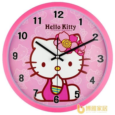 hello kitty鐘錶掛鐘時尚簡約掛鐘臥室客廳卡通靜音時鐘掛錶 凱蒂貓周邊-博雅家居