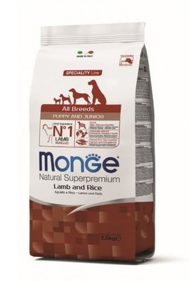 【阿肥寵物生活】Monge 瑪恩吉 天然呵護 幼犬配方 (羊肉+米) 2.5kg