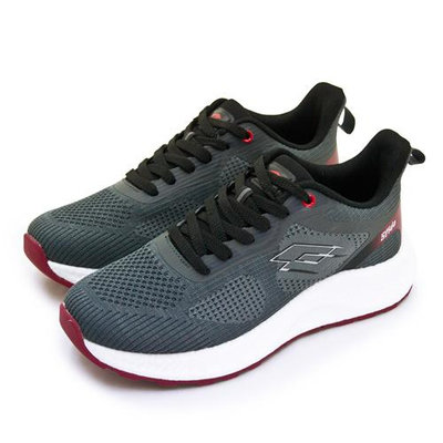 利卡夢鞋園–LOTTO 專業飛織輕量緩震慢跑鞋--SFIDA創跑系列--灰黑紅--6378--男