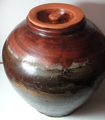 【黑狗兄】早期紅磚胎老陶瓶--陶罐--陶甕-水缸--大茶葉罐--21