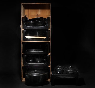 1/31結標 木胎黑漆 懷石料理 膳檯 蓋茶碗 一套A010655-漆碗 漆盤 漆盒 茶箱 重箱 承盤 收藏 文具盒
