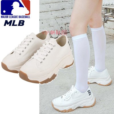（VIP潮鞋鋪）新款 正貨MLB男女鞋 MLB帆布鞋 MLB厚底鞋 6公分高 低筒 韓國鞋 休閒鞋 Korea人氣款 32SHU2111
