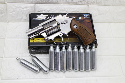 [01] WG M36 2吋 左輪 手槍 CO2直壓槍 銀 + CO2小鋼瓶( 左輪槍SP733BB槍BB彈玩具槍警用
