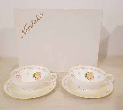出清 *絕版品收藏* 日本知名品牌 Noritake 日本製~4620系列骨瓷下午茶杯(對杯/二杯二盤)