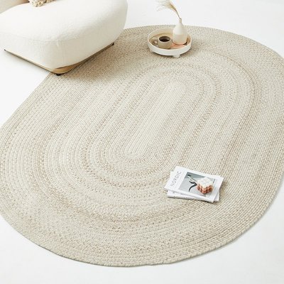 特賣-純手工編織羊毛地毯衣帽間圓形ins風臥室床邊毯茶幾墊流蘇邊定制
