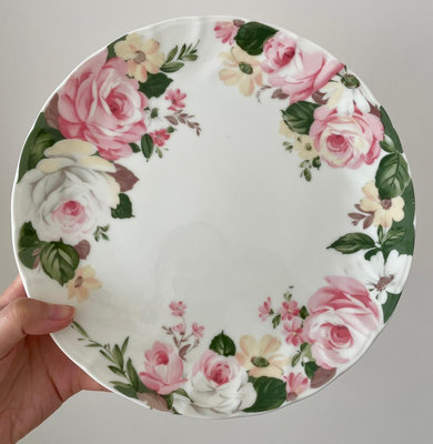 中古vintage◈【EXCEED】玫瑰浮雕大盤 骨瓷餐盤