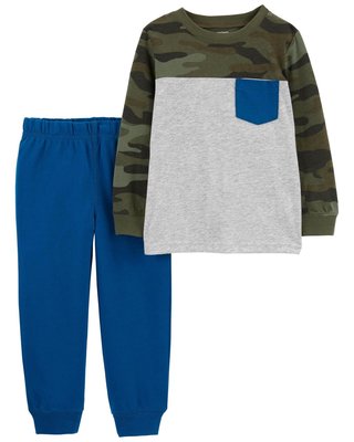 《The Hans》美國 Carter’s 套裝二件組 B422 正貨 迷彩上衣+寶藍色長褲 4Y 美國帶回 全新品