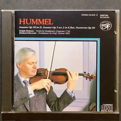 Hummel胡麥爾-小提琴與鋼琴奏鳴曲 Holms霍爾姆斯/小提琴 舊版1983年英國Nimbus版無ifpi