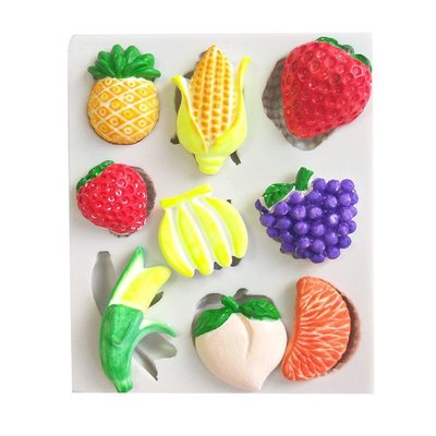 玉米草莓香蕉鳳梨葡萄水果翻糖矽膠模具/液態3D矽膠模/DIY巧克力矽膠模/干佩斯造型模/烘焙裝飾模具