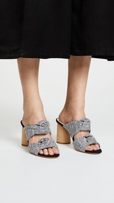 全新 Dolce Vita 專櫃正品 Jene雙飾帶蝴蝶結竹編粗跟拖鞋 涼鞋 7.5號