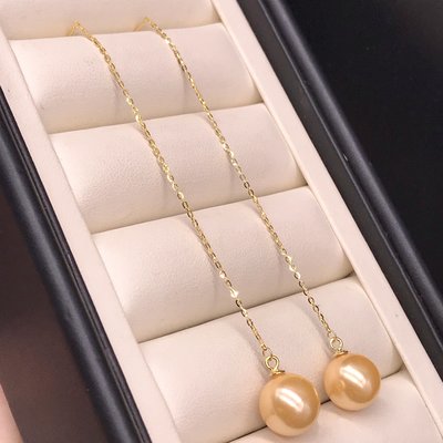 韓國BER~925純銀天然淡水珍珠粉耳釘耳環長款珍珠耳飾10-11mm耳線送媽媽