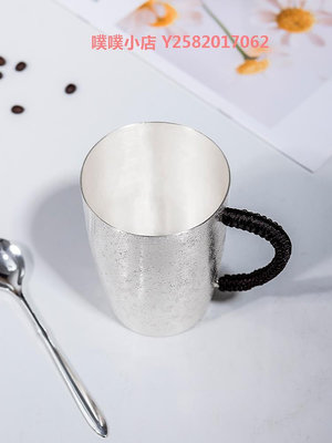 家用大容量手工雪花紋茶杯子純銀999馬克杯大號簡約水杯喝茶茶具