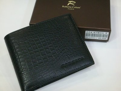 【IMAGEDUCK】M3037-ROBERTA(諾貝達)牛皮(歐洲鱷魚紋)短夾(中間左右翻)(黑)RM-23553